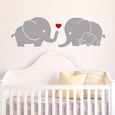 Imagem de Adesivo De Parede Decoração Família Elefante tamanho 80cm x 50cm
