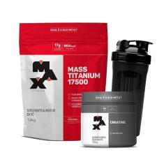 Imagem de Combo Mass 17500 1,4kg, Creatina 150g e Coqueteleira -Max Titanium-Unissex