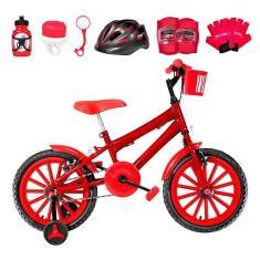 Imagem de Bicicleta Infantil Aro 16 Nylon + Kit Proteção Vermelha