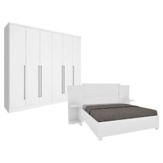 Imagem de Quarto De Casal Guarda-Roupa 6 Portas Portugal E Cama Box Casal Monaco Queen Com  Painel Espresso Móveis Neve
