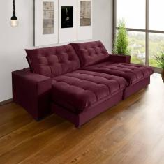 Imagem de Sofá Califórnia Retrátil E Reclinável 3 Lugares 2,10m Com Molas Ensacadas E Pillow Vinho - Cor: Roxo