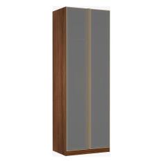 Imagem de Guarda Roupa Solteiro 2 Portas Alumínio Inox com Vidro Reflecta 3 Gavetas 80 cm Prime Luciane Móveis