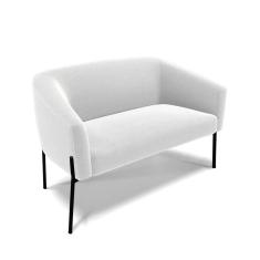 Imagem de Sofá Namoradeira 2 Lugares Pé Ferro Preto Stella Bouclê Off White D03 - D`Rossi