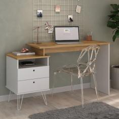 Imagem de Escrivaninha com Regulagem Estilo Industrial Plus Carvalho/Branco
