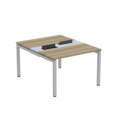 Imagem de Mesa Plataforma Dupla com Pé de Aço para Coworking 120X140/2P PDC12/14/2P Noce Naturalle/Cinza
