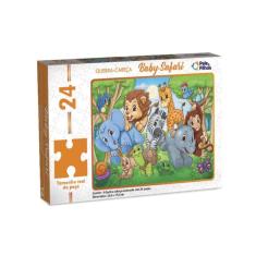 Imagem de Quebra-Cabeça Infantil Baby Safari Jogo Didático Com 24 Peças - Pais e Filhos