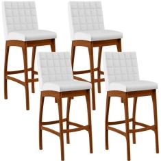 Imagem de Kit 04 Banquetas Altas Cozinha Mila B04 Facto Branco Fosco