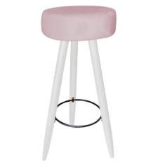 Imagem de Kit 04 Banqueta Alta Flora Pés Palito em Madeira Branco para Bar Bistr