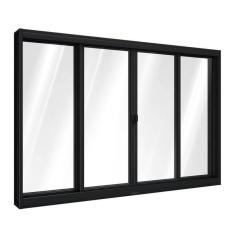 Imagem de Janela de Aço de Correr Central 4 Folhas 100x200cm Aço Pronto Riobras Preto