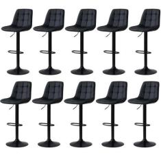 Imagem de Kit 10 Banqueta Alta Elegance Estofada com Base Giratória e Regulagem 