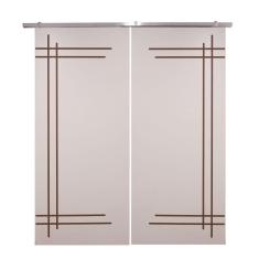 Imagem de Porta Dupla Branco Prime Frisada Kit Alumínio F05 - 210x180