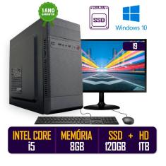 Imagem de COMPUTADOR COMPLETO PC CPU INTEL i5 8GB SSD 120GB HD 1TB Windows 10 Trial Monitor 19 LED HDMI Kit Best PC
