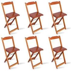Imagem de Kit 6 Cadeiras Bistrô Dobrável Madeira Padrão Imbuia - Tarimatã