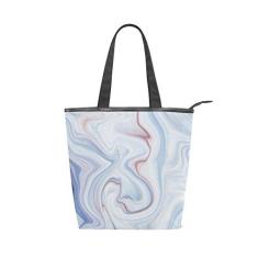 Imagem de Bolsa feminina de lona durável com estampa de textura de mármore, sacola de compras com grande capacidade