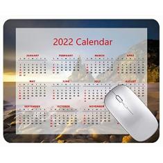 Imagem de Mouse pad para jogos com calendário 2022, mouse pad para escritório, mouse pad para jogos Coast Dawn Cliff Stones com bordas costuradas