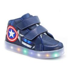 Imagem de Tenis Led Luz Pisca Capitão America Que Pisca Infantil Cano Baixo Meni