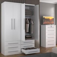 Imagem de Guarda-roupa 4 Portas 6 Gavetas Modular 1304 Ilan Branco