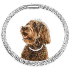 Imagem de Woofuu Coleira de diamante elegante e luxuosa, fecho magneticamente absorvente, design de diamante completo, perfeita para casamento e caminhada diária - Colar cravejado com diamantes para cães