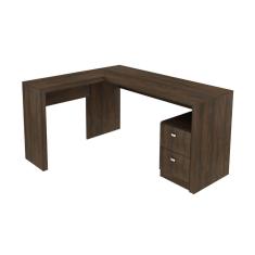 Imagem de Mesa de Escritório em L 2 Gavetas ME4129 Tecno Mobili - Rústico