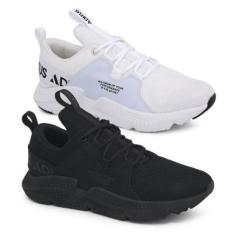 Imagem de Kit 2 Pares de Tênis Wave Esportivo Caminhada Corrida Performance Off-White-Masculino