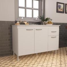 Imagem de Balcão Para Pia De 120 Cm Com Tampo Suiça Fidelitá Com 3 Portas 1 Gave