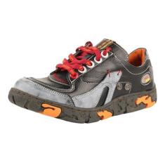 Imagem de TMA EYES Tênis feminino de couro macio sola antiderrapante com cadarço, Preto, 38