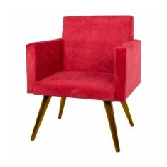 Imagem de Poltrona Decorativa Pés Palito Nina Suede  Liso - DS Móveis