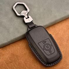 Imagem de Porta-chaves do carro Capa de couro inteligente para porta-chaves, apto para Ford Edge Fusion Mustang Explorer Expedition F150 F250 F350 F450, Porta-chaves do carro ABS Smart porta-chaves do carro