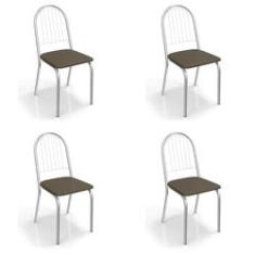 Imagem de Conjunto 4 Cadeiras Noruega Cromada E Veludo Oliva Crome