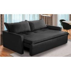 Imagem de Sofá Sem Caixa Retrátil e Reclinável 2,00m com Molas Kiara Suede Preto Adonai Estofados