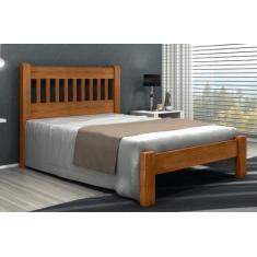 Imagem de Cama Queen Size Pérola De Madeira Maciça Angelim Pedra/Tauari - Cor Im