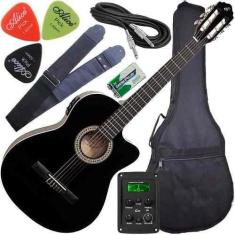 Imagem de Kit Violão Eletroacústico Nf14 Ceq Bk Giannini Frete Promoci