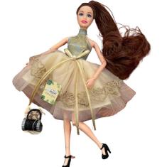 Imagem de Boneca Articulada Jolly Com Vestido Fashion e Bolsa - Estilo e Diversão!