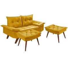 Imagem de Sofá Namoradeira Bariloche 2 Lugares Com Duas Banquetas Rubi Bege Esse