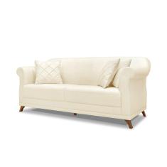 Imagem de Sofá 2 Lugares Pé De Madeira Julieta 180 Cm Linho S04 - D'rossi Cor Perola