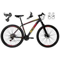 Imagem de  Bicicleta aro 29 Ksw Xlt 24v Câmbios Shimano Freios Hidráulicos Garfo com Suspensão - Preto\Vermelho\Amarelo