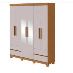 Imagem de Guarda Roupa 6P. ABRIR 4G LOPAS ZEUS C/ESP E C/PES AMENDOA CLEAN / OFF WHITE