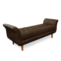 Imagem de Recamier Olinda Suede Marrom 160 cm Pés Chanfrado Castanhos - D`Rossi