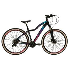 Imagem de Bicicleta Aro 29 Ksw Mwza 24v K7 Câmbios Shimano Freio Hidráulico Garfo com Trava Pneu Faixa Bege - Preto/Pink/Azul