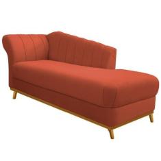 Imagem de Recamier Vanessa 160cm Lado Direito Suede Terracota - Doce Sonho Móvei