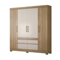 Imagem de Guarda Roupa Mônica De Casal 4 Portas Amendola/ Off White - Bela Móvei