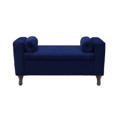 Imagem de Recamier Bau Rico 160x Cama Queen Size Suede Azul Marinho - Majú Decor