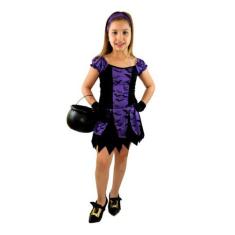 Imagem de Fantasia Bruxa Infantil, Vestido Halloween, Kit 3 Peças Roxo - Fantasi