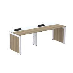 Imagem de Mesa de Plataforma Simples para 2 Pessoas Corporativa 150x792/2p Pscpp150/792/2p Noce Naturalle/Branco