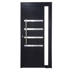 Imagem de Porta Pivotante de Alumínio 210 x 120cm com Friso e Visor 30 Direita Esquadrias Bergame Preto