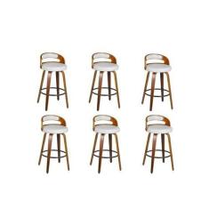 Imagem de Kit 6 Banqueta para Cozinha Alta Giratória Madeira Roma - Rivatti