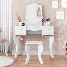 Imagem de Penteadeira 04 Gavetas Princesa Branca Com Banqueta - Patrimar