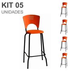 Imagem de KIT 05 Banquetas Fixa Alta Piacere - Cor Laranja - 34108