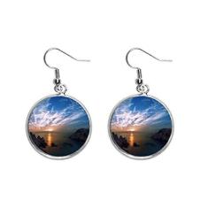 Imagem de Lago Mountain Science Cenário Natureza Orelha Pendente Prata Brincos Joia Feminina