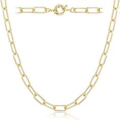 Imagem de Colar Paperclip, banhado a ouro 14 quilates, oval, delicado, gargantilha, corrente, colar para mulheres e meninas